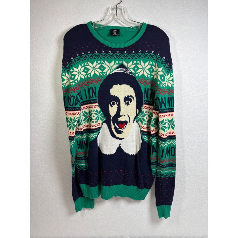 Elf Buddy The Elf Christmas Sweater Mens XXL Green Cotton Fair Isle Holiday Top